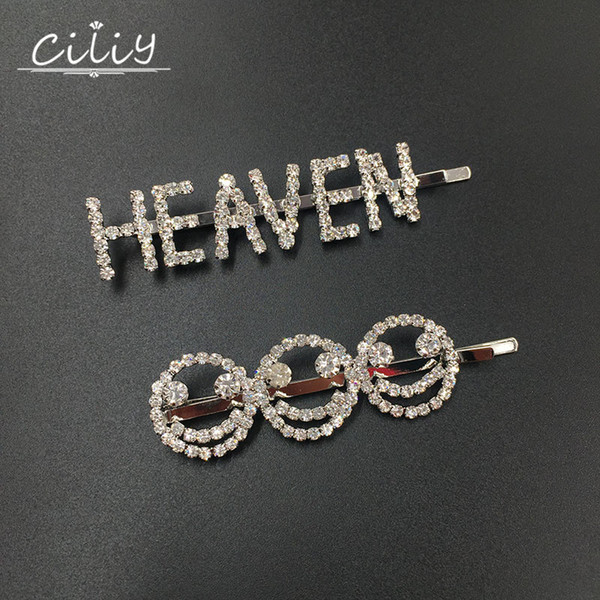 Ciliy Heaven Smile Hair Clip Girls Hairpins For Women CZ Rhinestone Hairclips Women 1PC Clamp Barrettes Hair Accessories S1245YT