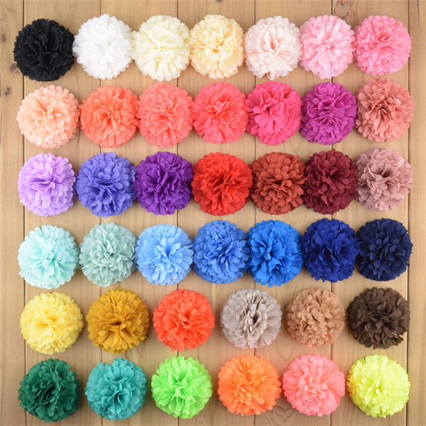 Hot sale 40 colors circular chiffon headdress flower children's head ornaments baby DIY handwork hair accessories T3C0006