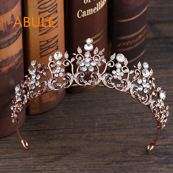 abule Luxury Wedding Crowns and Tiaras Crystal Rhinestone Headpieces For Women Hair Jewelry Bridal Accessories free shipping