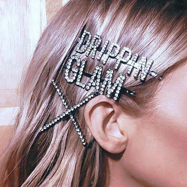 Silver Shine Crystal Rhinestone Barrettes Luxury Letter Hair Clips Jewelry Leopard Acrylic Hairpins for Women Hair Accessories