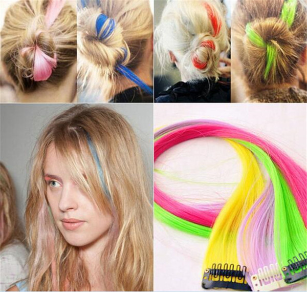 27 colors Colorful Popular Colored Hair Products hair Clips Fashion Popular Colored Synthetic Clip On In Hair accessories R180