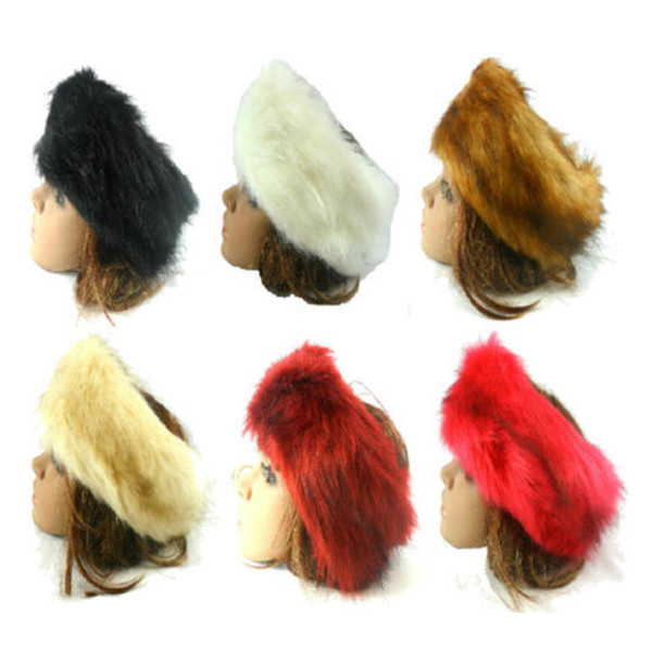 Unisex Large Thick Faux Fake Fur Headwear Euramerican Headband Winter Ear Warm Ski Hat Plush Head Hair Bands C19021601