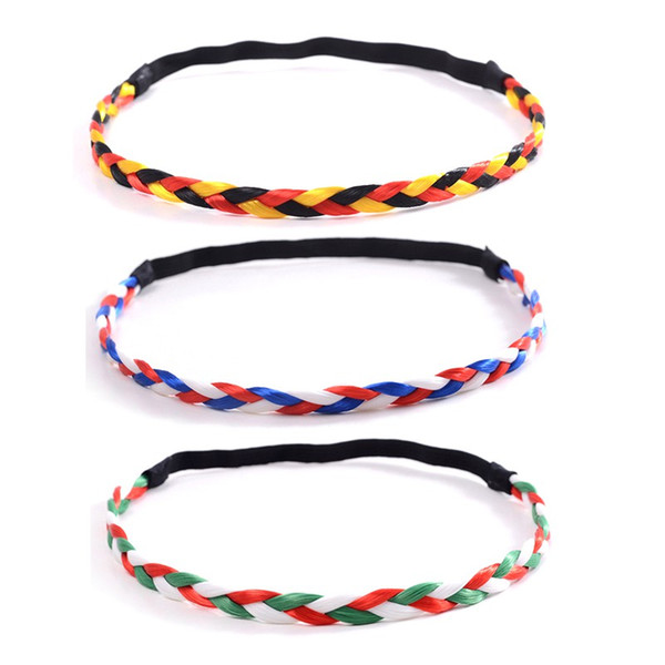 Fashion Fans Men's and Women's National Flag Series Elastic Headband Flag Braided Patchwork Headband Sport New Headbands