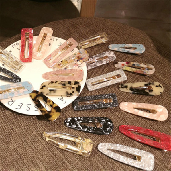 1PC New Women Girls Acrylic Hollow Waterdrop Rectangle Hair Clips Tin Foil Sequins Hairpins Barrettes Headbands Hair Accessories