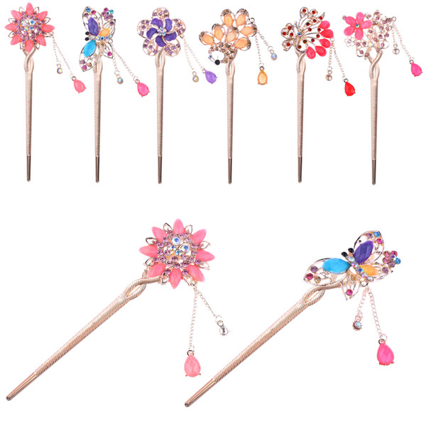 1Pcs Color Random Vintage Bridal Wedding Party Gifts Hairpins Elegant Women Rhinestone Hair Sticks Jewelry Summer Wear Nice Gift