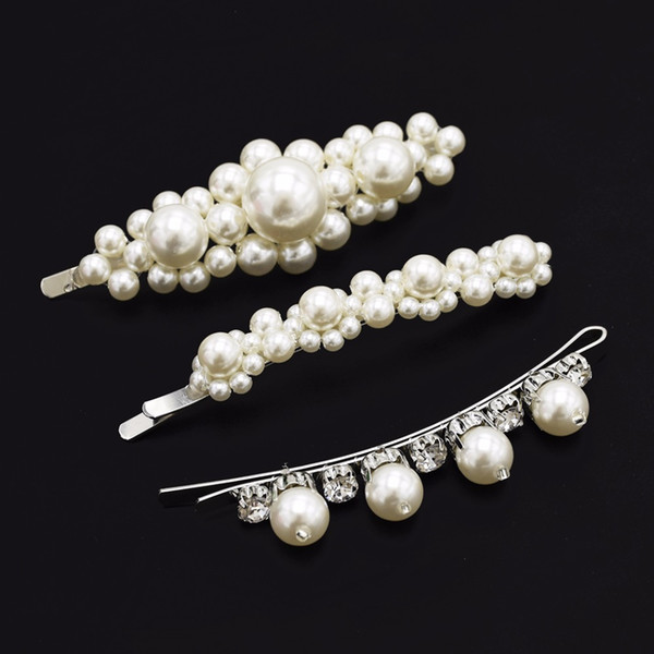 1 PC Fashion Crystal Rhinestone Pearl Hairpins Girls Barrettes Hair Clip Jewelry Bridal Headpiece Women Party Hair Accessories