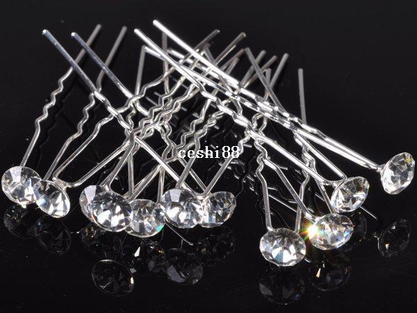 Wholesale Lots 40pcs Fashion Wedding Bridal Hair Pin Clear Crystal Hairpin Clips For Women Jewelry Gift