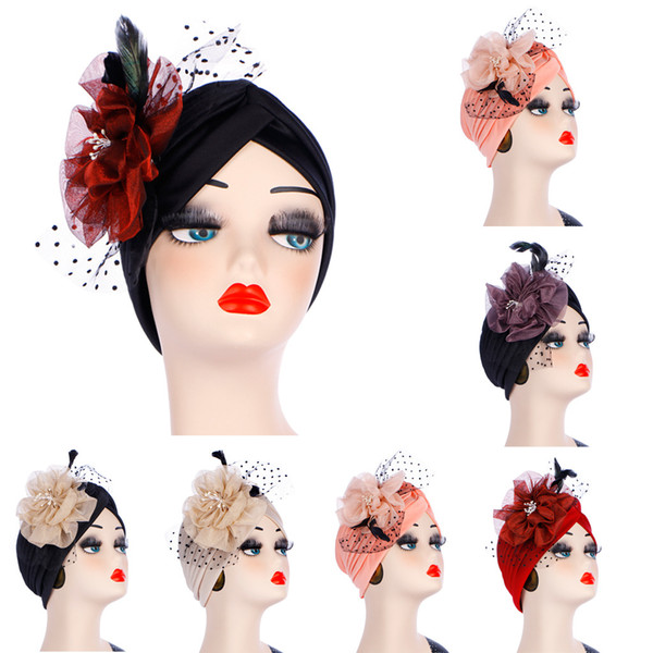 Fashionable side flower head small hat, spring, summer and winter, the four seasons can wear the new multi-color flower