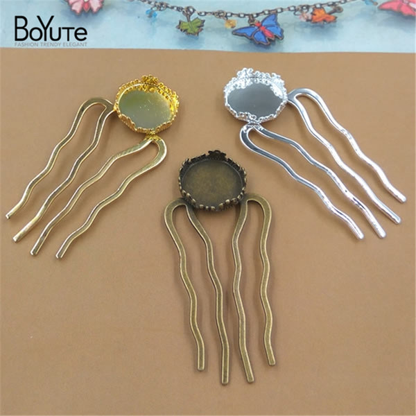 BoYuTe 20Pieces 15mm Cabochon Base Diy Hair Comb Blank 3 Colors Plated Vintage Hair Jewelry Findings