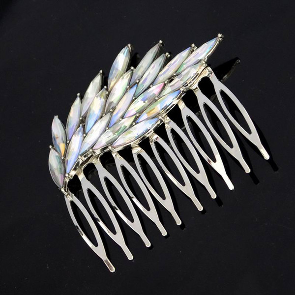 Fashion Silver Color Colorful Crystal Rhinestone Wings Feather Hair clips Hair Combs Luxury Hairpins For Women Bridal Hair Jewelry