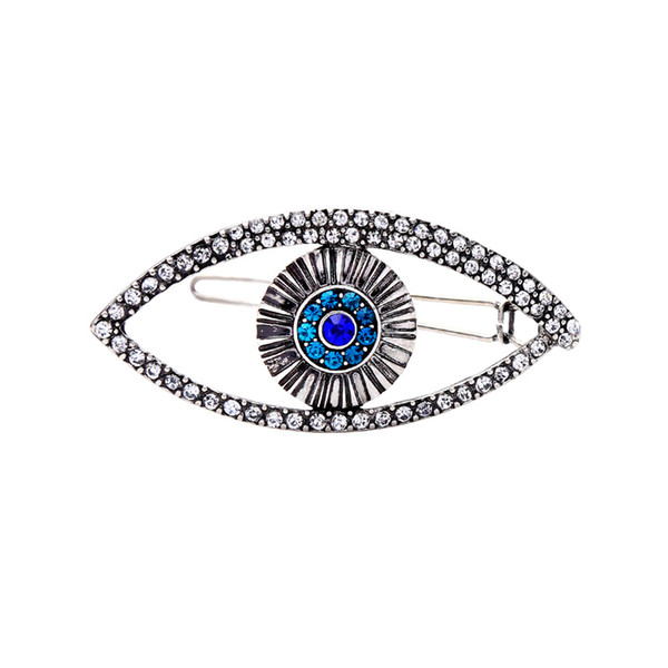 Trendy Hair Accessories Vintage Silver Color Crystal Eye Hair Clip Fashion Pins Jewelry Wholesale Custom