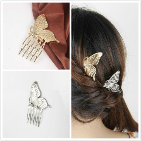 Vintage Princess Silver /Gold Plated Butterfly Hair Combs, Fashion Hair Clips & Headwear for Women