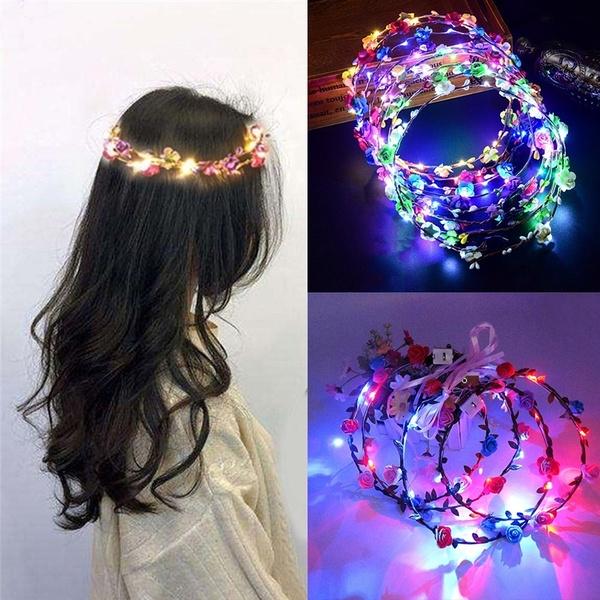 Lovely Glowing Wreath Headdress Mori Female Vine Head Flower Christmas Exclusive Headdress Gift Hairband Night Market