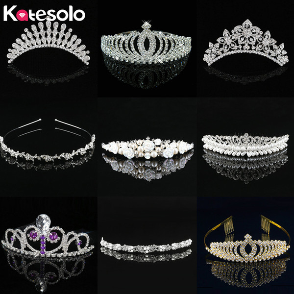 Katesolo Princess Queen Crystal Tiaras & Crowns Headband Comb Kid Girls Love Bridal Prom Wedding Party Accessiories Hair Jewelry