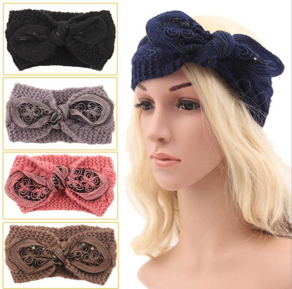 Women Hairband Pop And The Wind Knitted Winter Models It Twist Hair Band Cute Rabbit Ears Warm Color Caps For Wholesale