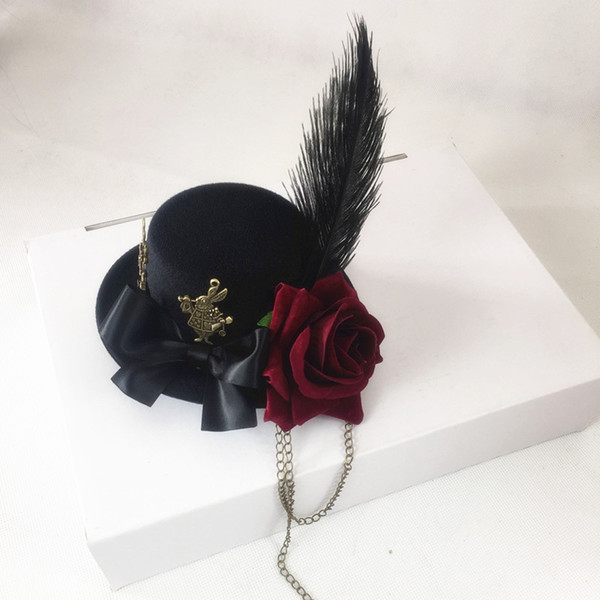 Hand made Rose Rabbit Restoring Ancient Ways Gothic Little Hat Tire Hair Accessories Photography Modelling Accessories