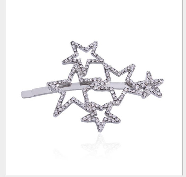 Fashion size Pentagon design alloy hairpin girl Korean fashion exquisite diamond hair jewelry