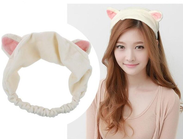 Han edition cat ear hair band Multicolot cute cat head with makeup washs a face headband