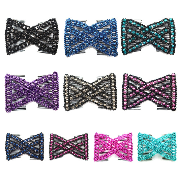 Magic Hair Comb EZ Beaded Double Stretchy Delicate Elastic Women Clips Hairstyle