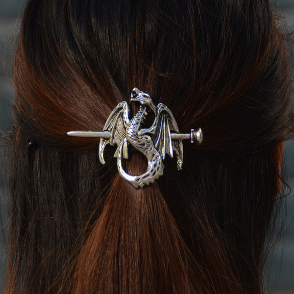 Viking Renaissance Dragon Hair Barrette Wyvern Dragon Hairpin Hair Accessories Jewelry