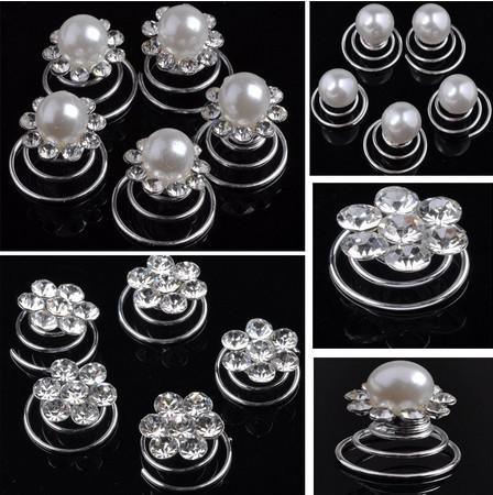 Wholesale 120Pcs Mix Wedding Bridal Crystal & Imitation Pearl Swirl Twist Hair Pin Spin Pins For Women Jewelry