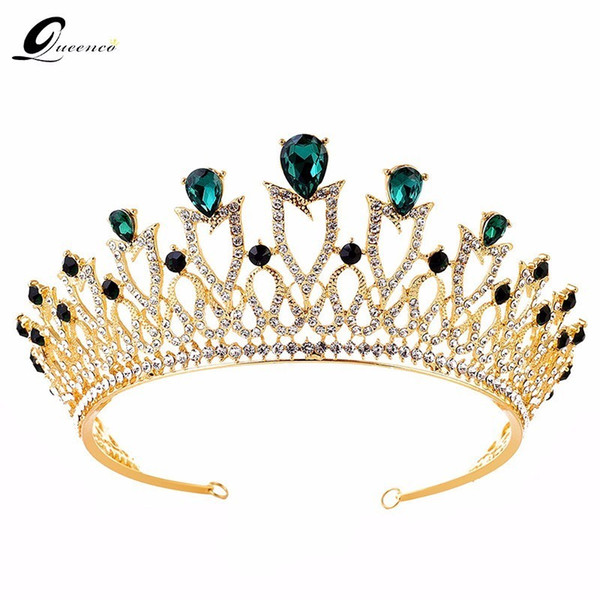 Baroque Luxury Bridal Crown Wedding Party Prom Diadem Vintage Full Crystal Big King Queen Tiara And Crown Coroa Casament