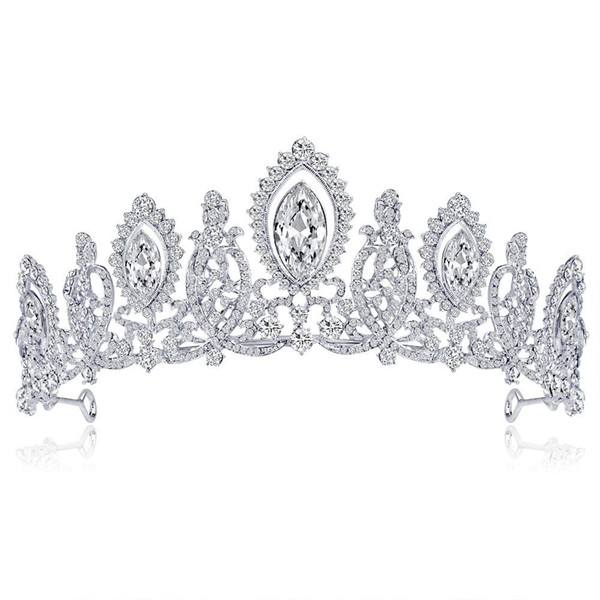 New Arrival Trendy Silver Crystal Luxury Wedding Crowns For Bride Tiara Crowns Fashion Queen Headpiece Hair Accessories 2019