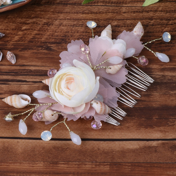 NEW Bride Hair Comb Flower Shell Hairpin Headwear Women For Wedding Jewelry Handmade