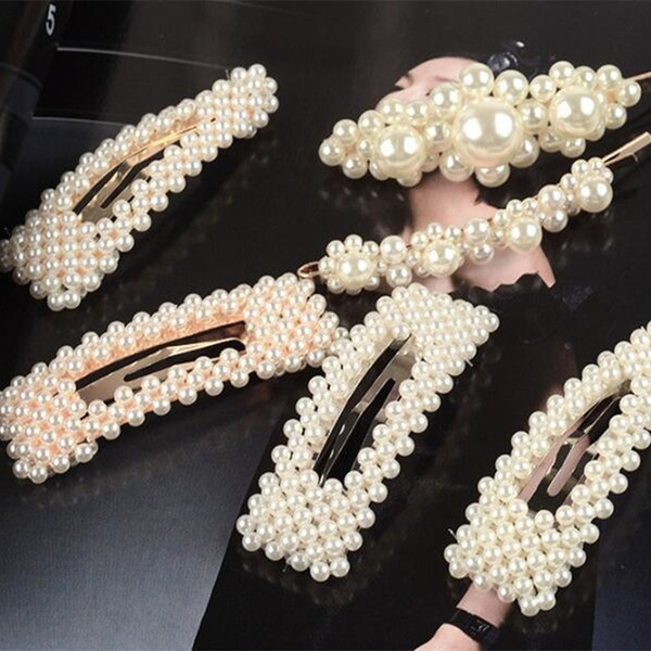 8Pcs White ABS Imitation Pearl Alloy Hair Clips Hairpins DIY Hairwear Jewellery Accessories Fittings