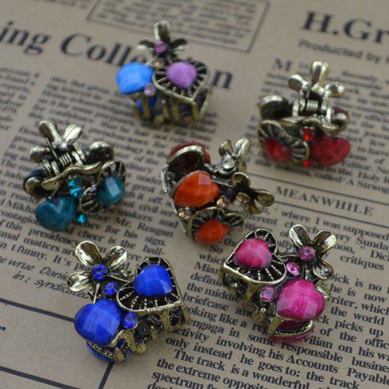 Fashion hair jewelry vintage Headwear Hair accessories crystal lovly heart hair claws Mix color and design free 0 H59