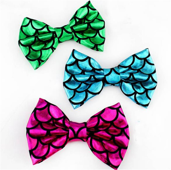 Hot fashion beautiful handmade baby hair accessories Mermaid bronzing bow 4 inch children's headwear material Hair Jewelry T7C5020