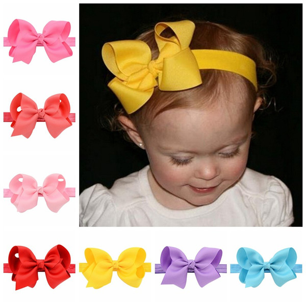 2017 high-quality children's jewelry, hand-solid color flower bow baby hair band, high elastic headband wholesale free shipping