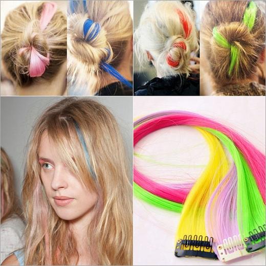 Fashion hair extension for women Long Synthetic Clip In Extensions Straight Hairpiece Party Highlights Punk hair pieces 2019