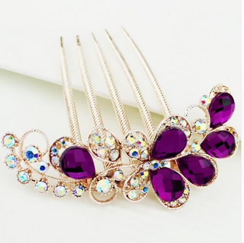 Elegant Geometric Hair Accessories Women Hair Comb Rhinestone Crystal Party decoration Hair Clips GB591