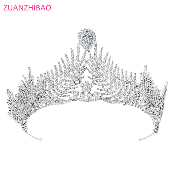 2019 Newest Wedding Tiara Queen Crown Women Leaf Bridal Hair Accessories Feather Headpiece Hair Jewelry Bride Accessories