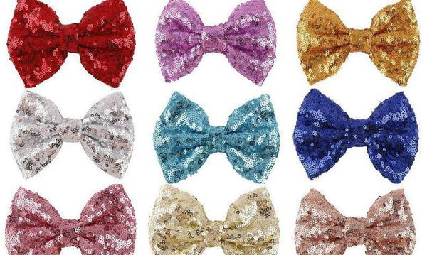 New Christmas 11colors Baby barrettes clips new Europe and cute girls children sequins hairpin bow hair jewelry