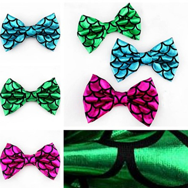 Hot fashion beautiful handmade baby hair accessories Mermaid bronzing bow 4 inch children's headwear material Hair Jewelry T7C5020