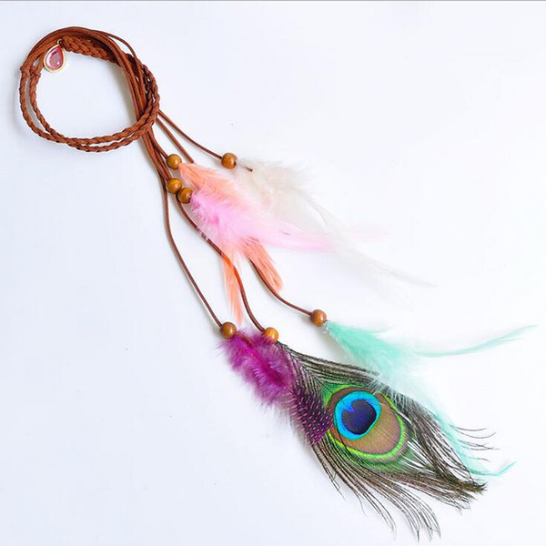 Indian Feather Headband - Colorful Boho Tassel Hair Bands Hippie Festival Bohemian Peacock Retro Hair Accessories Headdress for Women Girls