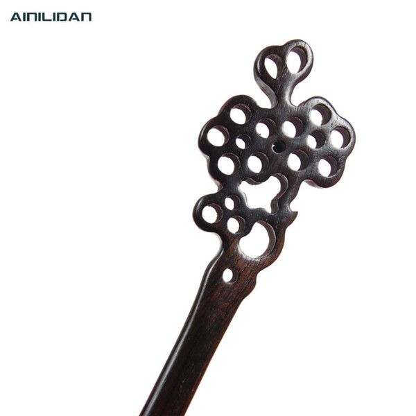 AINILIDAN Natural Sandalwood Wooden Hair Sticks Hand-carved Plum Flower Ethnic Jewelry Ebony Headwear Head Accessories