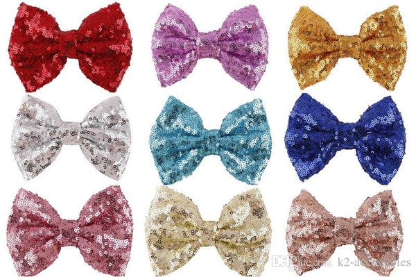 New Christmas 11colors Baby barrettes clips new Europe and cute girls children sequins hairpin bow hair jewelry