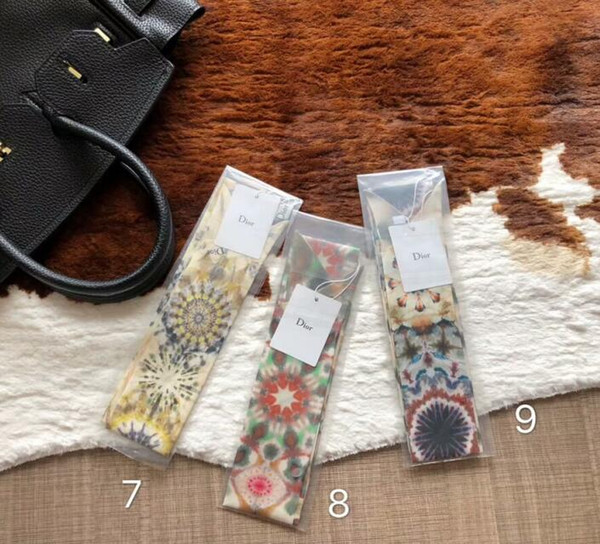 Designer Silk HANDBAG Bag scarf Headbands New D Letter Brand women silk scraves 100% Top grade silk bag scarf hair Bands