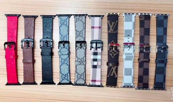 For Apple Watch Watchbands Top Designer Brand Leather Band for iwatch 38mm 42mm 40mm 44mm Size Bands Famous Brand Designer Watch Band