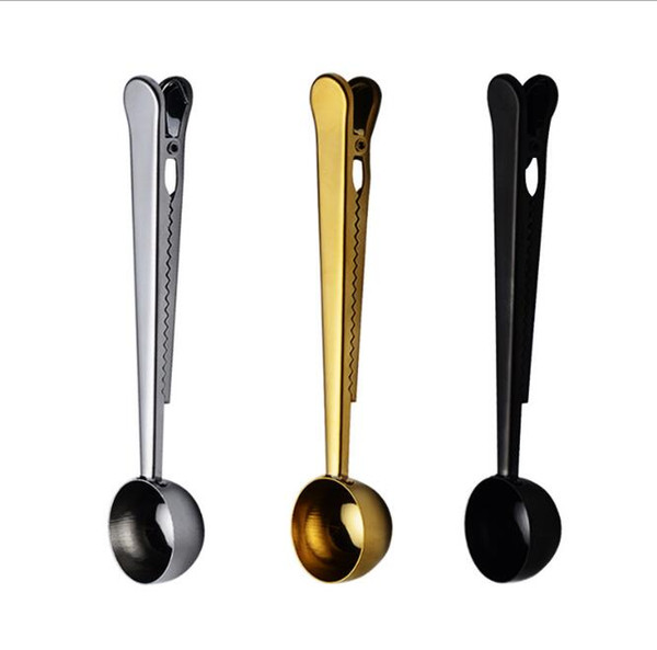 Food Grade 304 Stainless Steel Spoon Coffee Scoop Table Bag Clip Multifunction Kitchenware Good Helper Tools