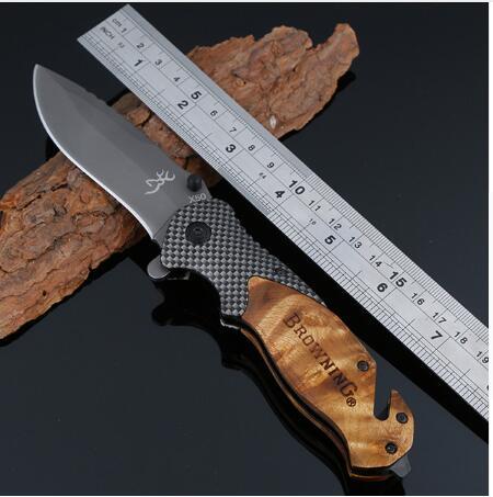 Browning Knives X50 Tactical Folding Knives Wood +Carbon Fiber Handle Blade 440C 57HRC Tactical Camping Knife Gift