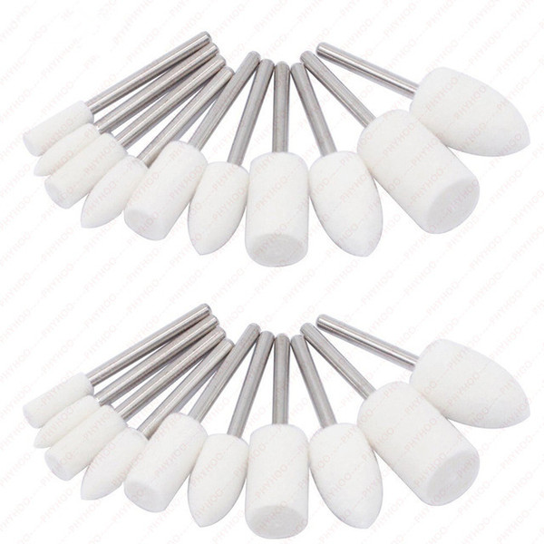 Wool Felt Mounted Mandrel Grinding Grinder Head Polishing Buffing Bits Rotary Dremel Tool Accessories Attachment - 1/8 Inch Shank