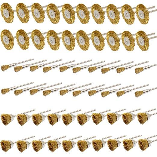 60PC Brass Wire Wheel Brushes Set Kit Accessories for Dremel Rotary Tools