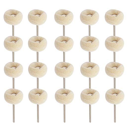 Mounted Cotton Polishing Buff Wheel 2.35mm Shank for Dremel Rotary Tools Pack of 20pcs