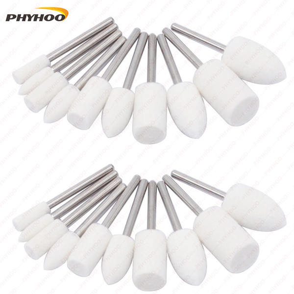 Wool Felt Mounted Mandrel Grinding Grinder Head Polishing Buffing Bits Rotary Dremel Tool Accessories Attachment - 1/8 Inch Shan