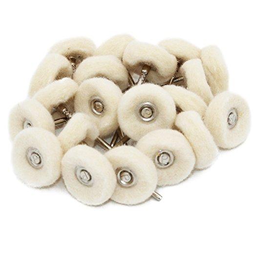 Mounted Cotton Polishing Buff Wheel 2.35mm Shank for Dremel Rotary Tools Pack of 20pcs