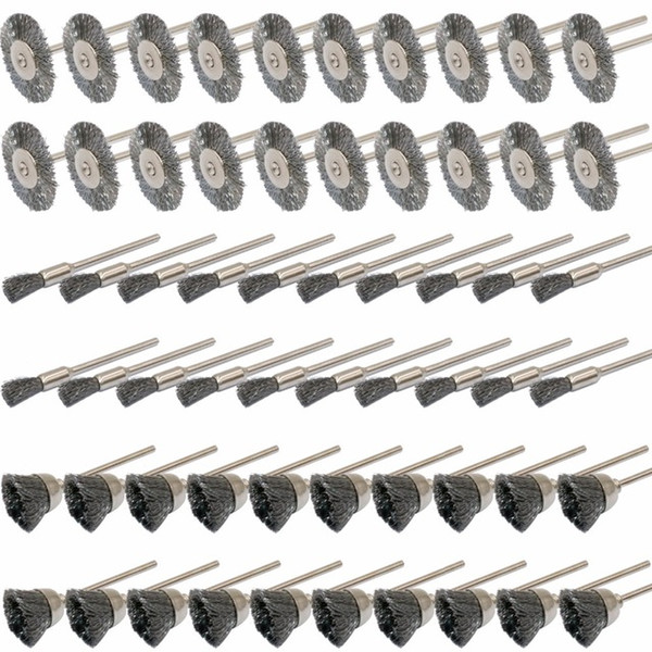 60PC Steel Wire Wheel Brushes Set Kit Accessories for Dremel Rotary Tools